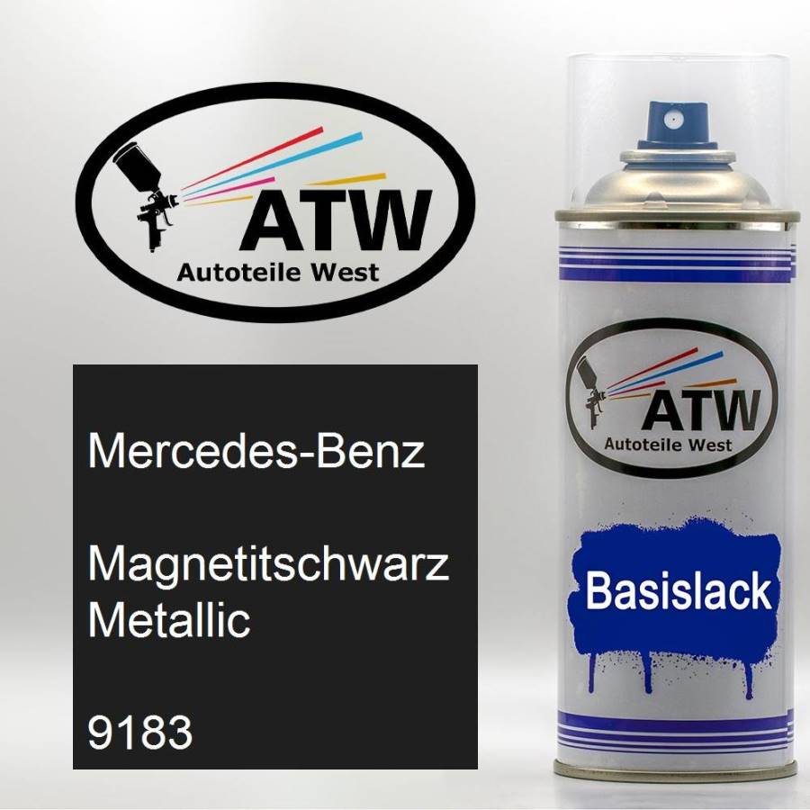Mercedes-Benz, Magnetitschwarz Metallic, 9183: 400ml Sprühdose, von ATW Autoteile West.